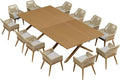 PURPLE LEAF Outdoor Dining Set All-Weather PE Rattan Outdoor Patio Furniture Set with All Aluminum Frame Square Table and Chairs 14 Pieces Set for Lawn Garden Backyard Deck, Teak