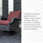 RSH DECOR: Deep Seating Cushion with Pillow Back | 24” x 27” Seat | All-Weather Spun Fabric | Water and Fade-Resistant | Outdoor Chair Cushion Set for Patio Furniture | Hunter Green & White Stripe