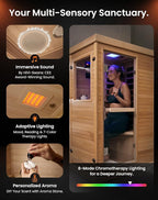 PAETA Infrared Sauna for Home | 1-Person Dry Sauna with 5 Carbon Heaters | Fast & Even Heating Low EMF Sauna | Bluetooth & Chromotherapy| Canadian Hemlock(Wooden)