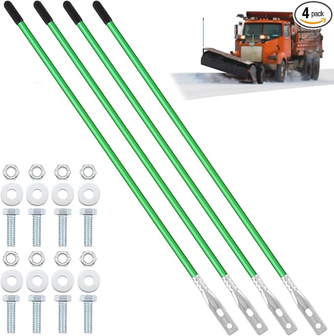 Lasnten 4 Pcs 36 Inch Snow Plow Blade Markers Guide Kit Steel Wire Inside Bolt on Bumper Guides High Visibility Easy Installation for ATV Western Snowplows(Green)