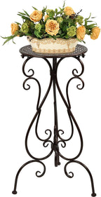 Metal Plant Stand Indoor Outdoor, Heavy Duty Flower Pot Stands 22.5 Inch Tall, Single Plants Pedestal Table for Planter Patio Farmhouse Garden Porch, Brown(1 Pack)