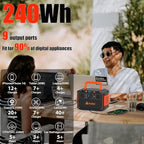 Takki 300W Portable Solar Generator 240Wh Portable Power Station with 40W Foldable Solar Panel, Power Bank with 110V AC Outlet USB DC for Emergency CPAP Outdoor Camping Home Use Blackout
