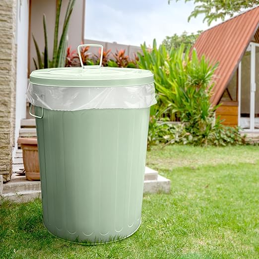 Plexon 20 Gallon Metal Trash Can with Lid Outdoor Large Garbage Can Decorative Trash Can Heavy Duty Powder Coated Metal Bucket with Lid for Garage Workshop Ash Storage Farmhouse, Green