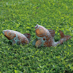 Set of 2 Koi Fish Decor Outdoor Statue Sculpture Garden Pond Fishes Yard Art Antique Copper Koi Sculptures & Statues Large Metal Koi Fish Figurine Ornaments Décor Gifts for Women Mom Grandma
