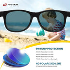 RIVBOS Kids Sunglasses Polarized UV Protection Flexible Rubber Glasses Shades with Strap for Boys Girls RBK004