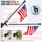 REERON Flag Pole Kit for House, 6 FT Stainless Steel Spinning Flag Pole, 1" Rustproof Porch Flagpole with 360° Metal Anti-wrap Flagpole Rings & 2-Position Bracket for Outdoor Home Sport for 3x5 Flags