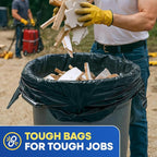 Heavy Duty Contractor Bags 42 Gallon with Flap Ties Trash Bags 3 Mil for Industrial Commercial Use 32 x 45 Yard Waste Bags, Black Pack of 20