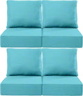 Luxury 24x24x6 Inch Outdoor Chair Cushions Set of 4 - Heavy Duty Water-Resistant Comfortable Cushion for Patio Furniture Set Dining Rocking Chairs Loveseat L-Shape Sofa - Turquoise