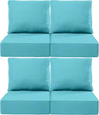 Luxury 24x24x6 Inch Outdoor Chair Cushions Set of 4 - Heavy Duty Water-Resistant Comfortable Cushion for Patio Furniture Set Dining Rocking Chairs Loveseat L-Shape Sofa - Turquoise