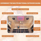 Outdoor Sauna 2 Person Sauna Infrared Saunas Dry Sauna Room 2080W/110V Low EMF Red Cedar and Canadian Fir Board Wood Sauna, Oxygen Bar, Speaker, LED Control Panel, Beauty Light - 48.8*38.2*81.9 IN