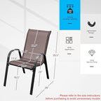 Tangkula 4 Pieces Patio Dining Chairs, Outdoor Stackable All Weather Heavy Duty Dining Chairs Set with Armrests, Support 330 LBS, for Poolside, Backyard, Garden, Deck, Front Porch (Brown)
