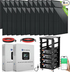 ECO-WORTHY 10000W Complete Off-Grid Solar Panel Kit for Home| 10KW 120V/240V Output Split Phase| 20.48kWh Lithium Battery with Rack| 9840 Watts Solar Panel PV