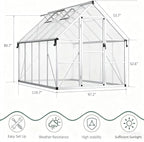 GAOMON 8x10 FT Outdoor Greenhouse with Roof Vent, Heavy Duty Aluminum Polycarbonate Greenhouses, Easy Assembly, Lockable Door, Large Walk-in Greenhouse for Patio, Backyard, Garden