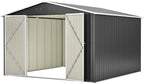 10x10 FT Outdoor Storage Shed, Large Metal Garden Shed with Lockable Hinged Doors, Outside Tool Shed with Sloped Roof & 4 Air Vents, Waterproof Storage Building for Backyard, Patio, Lawn, Black