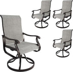 Amopatio Patio Swivel Chairs Set of 4, Outdoor Swivel Rocker Dining Chairs with All Weather Textilene High Back & Metal Frame, for Backyard Deck Lawn Garden, Light Gray