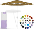 Midtown Umbrellas The Swilt 10 Feet Patio Umbrella in Terylast Sand (Tan) Polyester Fabric - Fiberglass Ribs, Auto-Tilt Aluminum Frame For Backyard, Deck, Garden, Pool - White Pole
