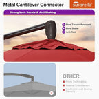 PURPLE LEAF 10FT Cantilever Patio Umbrella with 360-degree Rotation Aluminum Round Outdoor Offset Hanging Umbrella for Patio Pool, Red