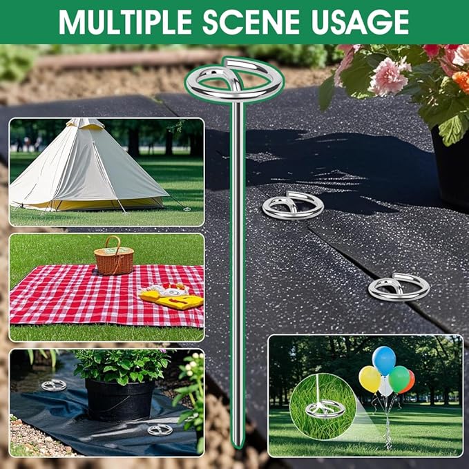 200pcs Landscape Fabric Pins, Bold 8 Gauge Galvanized Steel Garden Staples, Tent Stakes Landscape Fabric Staples Yard Stakes for Decoration Weed Barrier (6in X 200)