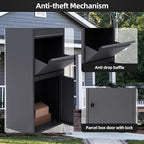 40in Mailboxes for Outside, Heavy Duty Steel Outdoor Package Delivery Box, Parcel Package Drop Box with Adjustable Anti-theft panel,Grey Anti theft Package Delivery Box