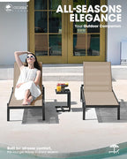 Pool Chaise Lounge Chair Set of 4, Outdoor Lounge Chairs with Wheels, 5-Position Adjustable Sun Loungers for Outside, Deck, Beach, Khaki