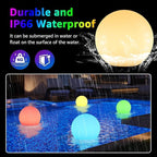 FUYO LED Ball Light, 12-inch Solar Light Up Pool Balls, Rechargeable & Remote Control Globe Lights 16 RGB Colors Mood Night Light, IP66 Water-Resistant Floating Light for Pool, Party, Pond - 1pcs