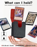 ZLCA Card Deck Box Fits YuGiOh TCG, Card Storage Box with Dividers Holds 100+ Sleeved Cards, Premium Card Deck Case Compatible with CCG Trading Cards (Black&Red,Puzzle)