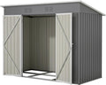 4'x8' Metal Shed Outdoor Storage Shed,Metal Steel Utility Tool Shed Storage House with Double Lockable Doors and Air Vent for Backyard Garden Patio Lawn Gray