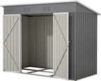 4'x8' Metal Shed Outdoor Storage Shed,Metal Steel Utility Tool Shed Storage House with Double Lockable Doors and Air Vent for Backyard Garden Patio Lawn Gray