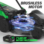 SOYUS Lawn Mower Cordless, 13 Inch 20V Electric Lawn Mowers with Brushless Motor, 5-Position Height Adjustment, 4.0Ah Battery & Charger Included