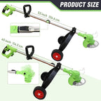 ALSO GO Cordless Weed Wacker, Electric Grass Trimmer with 2pcs 21V Batteries, 3 in 1 Stringless Trimmer, Battery Powered Lawn Edger with Wheels, Lightweight Brush Cutter for Garden Yard Lawn