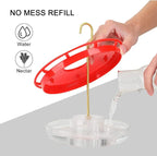Hummingbird Feeders for Outdoors - No Leak Humming Bird Feeder, Easy to Clean & Fill, High View Perch, 5 Feeder Ports, Perfect for Hanging on The Tree,Yard. Hanger, Brush Incl, 14 Oz