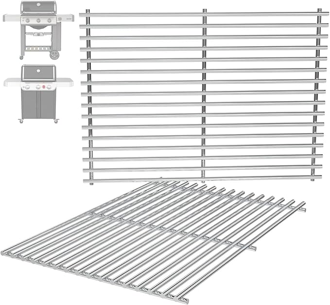 66802 18.75" Grill Grates for Weber GS4 Genesis II 300 Genesis II LX 300 Series, for Weber Genesis 2 Grill Parts for Genesis ii E-310 ii E-315 Grill Grates Replacement Parts for Weber 66095