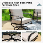 MFSTUDIO Metal Patio Conversation Sets, Outdoor Furniture Sofas Set of 2, 2 Pieces Durable Steel Frame Patio Swivel Chairs with 5.8" Beige Cushions for Patio Garden Backyard Balcony