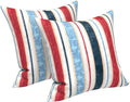 LVTXIII Outdoor/Indoor Throw Pillows, Decorative Throw Pillows with Inserts, 18"x18" Square Pillows for Bed, Couch, Sofa and Patio Furniture, Set of 2, Stripe Red Blue