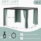 Gazebo Universal Replacement Privacy Curtain,10'×12' Gazebo Outdoor Waterproof Curtains, 4-Panels Sidewall Curtains with Double Zipper for Patio Canopy, Garden and Backyard (Curtain Only)