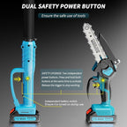 2-in-1 6 In Mini Chainsaw & Electric Pole Saw, Electric Pole Saws for Tree Trimming, 21V Cordless Battery Chainsaw Powered with 2 Batteries, Auto-oil, Chain saw for Tree Pruning/Wood Cutting