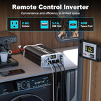 3000 watt Pure sine Wave Inverter, 24V DC to 110V AC Power Inverter, Used for Solar Emergency Power Supply in RV Homes, with 3 AC Output sockets, USB Port, Type-C Port, Remote Control with LCD Screen