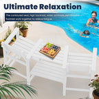 Tall Adirondack Chairs Set of 2, All Weather HDPE Poly Bar Height Balcony Adirondack Chair with Removable Double Connecting Trays, Outdoor Adirondack Barstools for Deck, Patio, Yard, Pool, Lawn