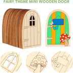 36pcs Mini Wooden Fairy Doors, Unpainted Elf Doors for Home Office Garden Decoration, Assorted Colors, 3.93 x 2.67 x 0.11 Inch