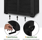 MCombo Outdoor Storage Cabinet, Wooden Storage Shed with Latch, Outside Garden Tool Shed with 2 Doors for Patio Yard Lawn, 0808 (Black, Medium)