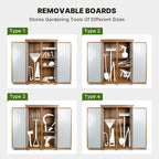 Outdoor Storage Cabinet Wood & Metal with Waterproof Roof, Garden Tool Shed with 4 adjustable reinforced feet with metal brackets, 3 Removable Shelves, 6 T-Hinge, Magnetic door,18.1"D x 49"W x 68.5"H