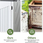 Aoxun White Outdoor Storage Cabinet with 2 Shelves, 35 Cu.Ft Trash Can Storage Shed, Waterproof, Horizontal Storage for Garbage Bin, Generator, Lawn Mower