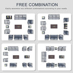 12 Pieces Patio Conversation Sets, All Weather Metal Outdoor Furniture Set, 3-Seater, 4 Swivel Rockers, 2 Single Chairs, 1 Loveseat, 2 Side Tables, 1 Coffee Table, 1 Fire Pit Table for Outside, Gray