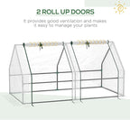 Outsunny 6' x 3' x 3' Mini Greenhouse with Zippered Doors & Roll-up Windows, Portable Plant Hot House with Durable PE Cover, Water Resistant, UV Protected for Outdoor Flowers, Vegetables, White