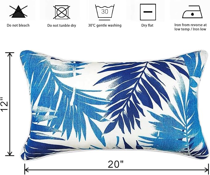 Outdoor Pillow Covers, Pillows Case 2PCS Waterproof Outdoor Pillow Cover 12x20 Inch Home Decor for Furniture Patio Couch Bed Sofa Bedroom