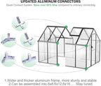 CDCASA 8.2x6.2 FT Greenhouse for Outdoors, Easy Assembly Aluminum Heavy Duty Polycarbonate Greenhouses w/Vent Window, Swing Door, Walk-in Green House for Sunroom Patio, Backyard, Garden,Black