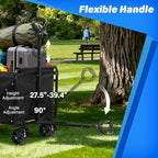 Wagons Carts Foldable, 500 Lbs with Adjustable Handle, Black Lightweight Portable, Collapsible Wagon for Camping, Shopping, Sports, Travel, Garage and Gardening Storage with Drink Holders