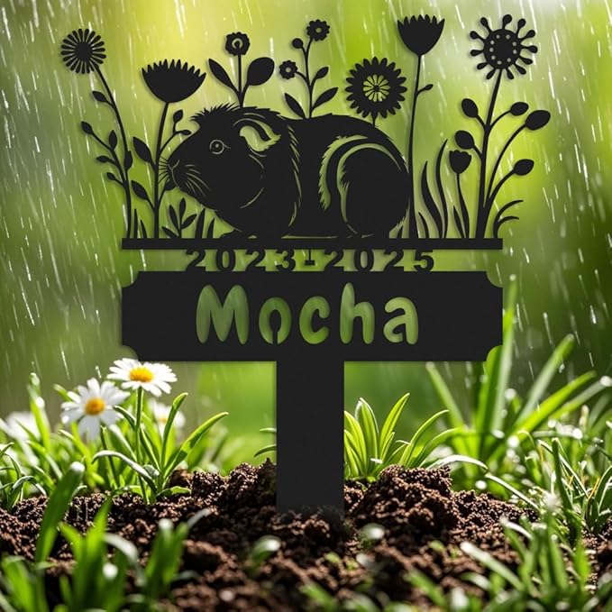 Personalized Guinea Pig Memorial Stake,Pet Plaque Guinea Pig Lover,Metal Guinea Pig Grave Marker,Remembrance Stake,Outdoor Garden Yard Sign guinea pig 8inch