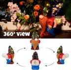 Solar Garden Statues Lights, 8.5" Cute Outdoor Gnome Figurine with Auto On/Off for Yard Patio Decor, Gifts for Women, Grandma, Mom, Housewarming (Farting Gnome Statue)