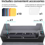 AFIING Mtg Deck Box Holds 5 Display Card Deck Boxes with Mtg Playmat & Dice Box,10 Dividers,1Card supporter, Trading Card Storage Box for Magic Yugioh Sports Cards (Black &Grey)